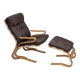1970s, Norwegian design by Elsa & Nordahl Solheim, set of chair with stool.