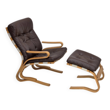1970s, Norwegian design by Elsa & Nordahl Solheim, set of chair with stool.