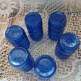 6 verres anciens bleu cobalt