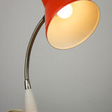Adjustable Desk Lamp in Orange Painted Metal and Chrome-Plated Spiral Arm, 1970s