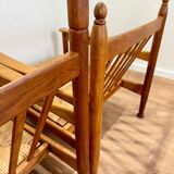 Pair of wooden and straw armchairs