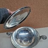 Pewter covered cup dish decorated with an imperial eagle empire napoleon
