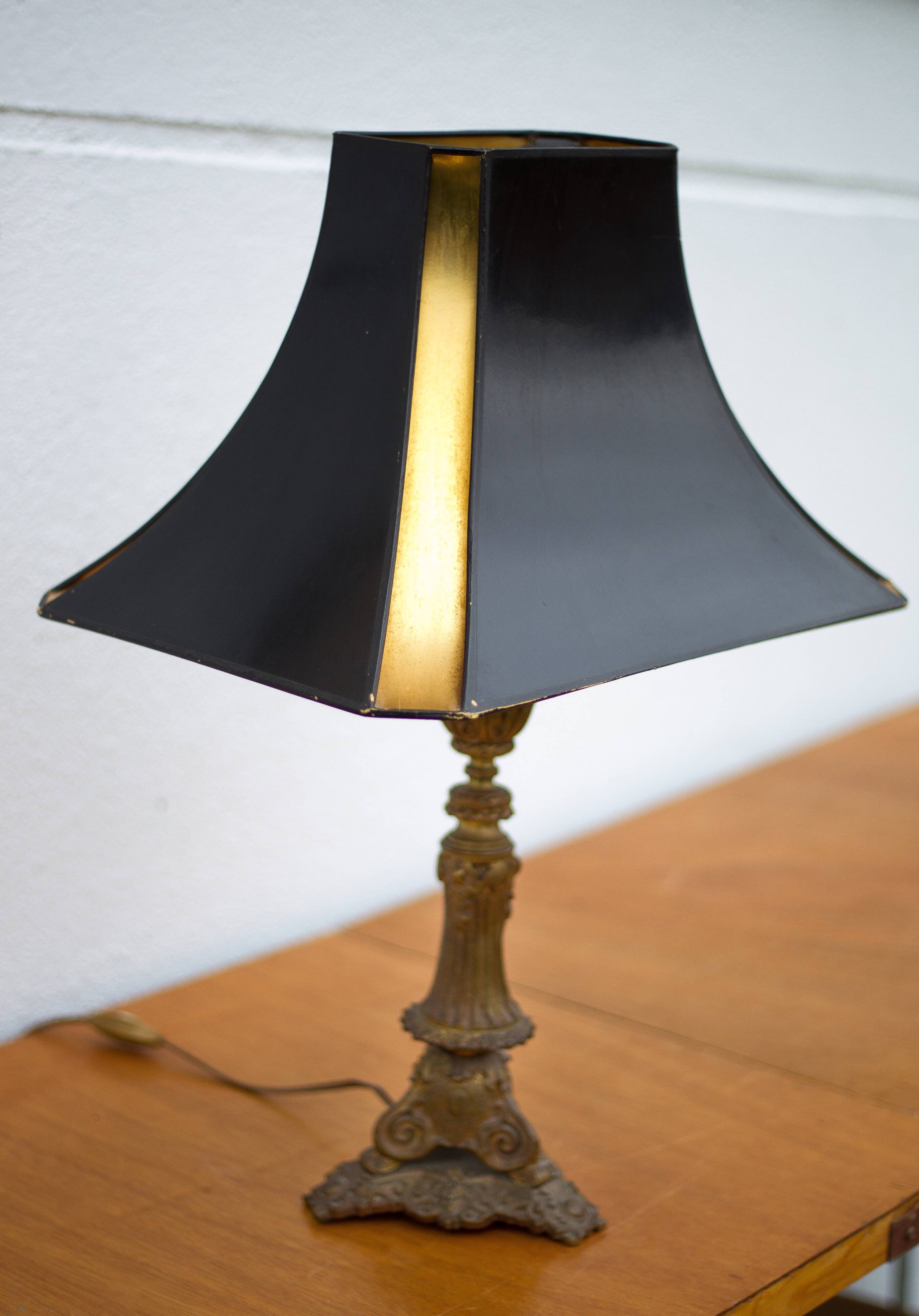 Bronze lamp with lampshade, bronze table lamp, living room lamp, lampshade lamp, accent lamp