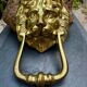 Large lion door knocker in solid brass Art Nouveau
