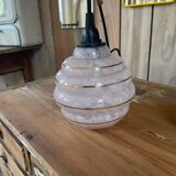 Pink glass portable lamp from Clichy