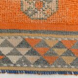 Pumpkin Orange & Grey Turkish Vintage Runner Rug, 86x356 Cm