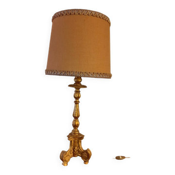 Lampe bois doré 1970