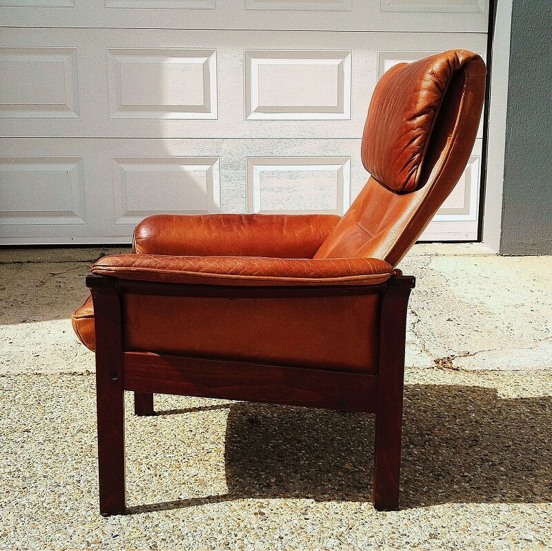 Scandinavian leather rest chair, Mobler Get, vintage