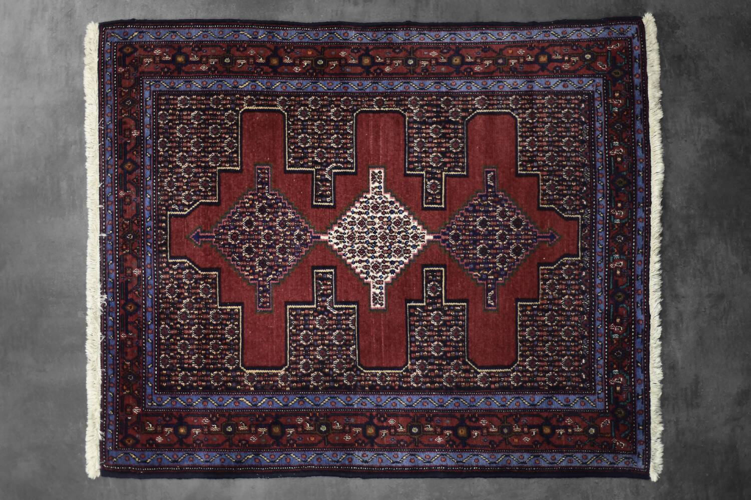 Vintage Hand-Woven Middle Eastern Oriental Senneh Rug, 1960s