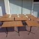 Set of 9 metal bistro table wood and formica