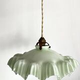 Opaline tray with light mint green ruffles