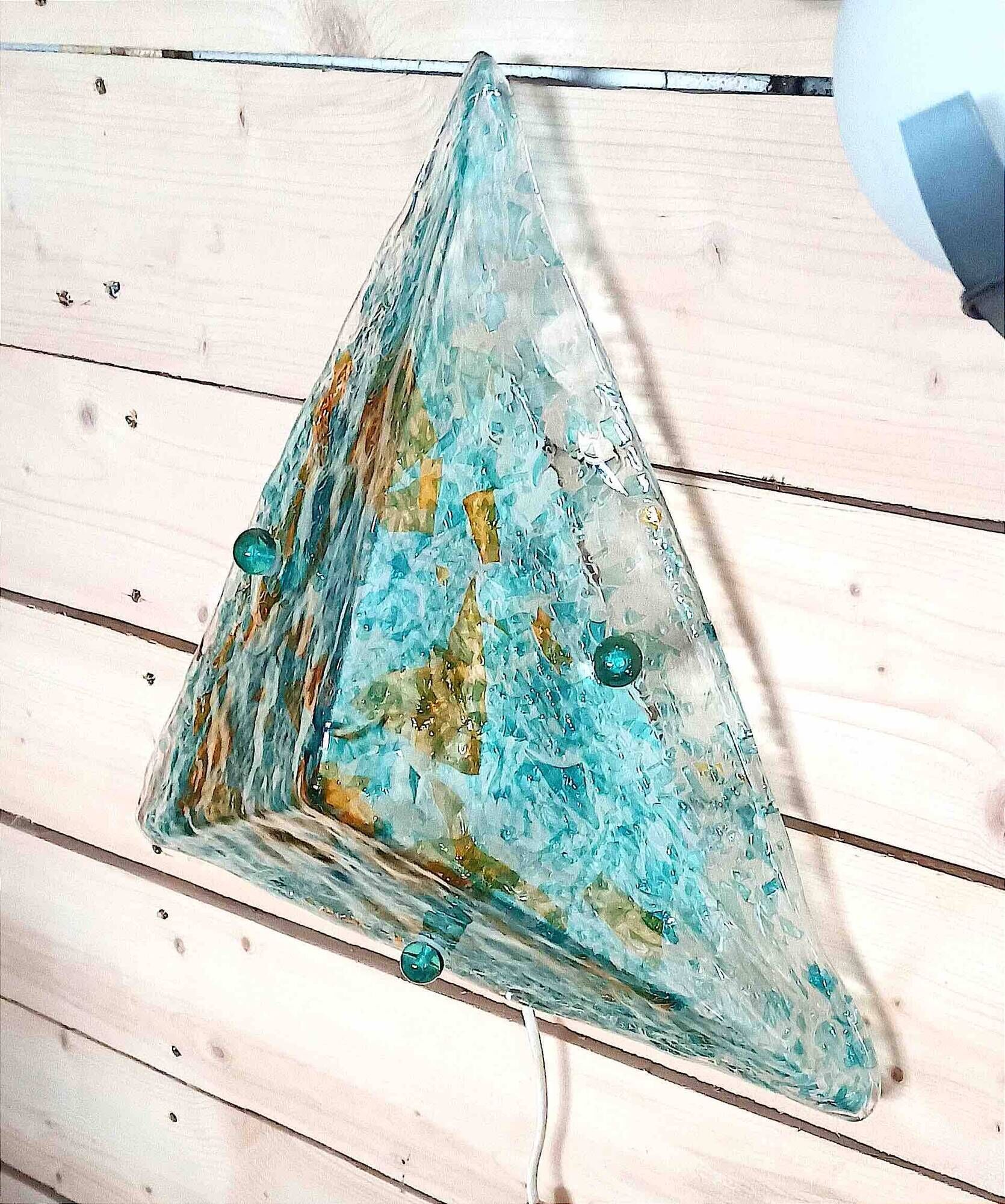 Triangular Murano light fixture (ceiling light or wall light) 1970s Height 48 cm