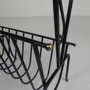 Vintage side table, magazine rack with Hemiksem tile, 1950s