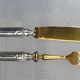 Dessert set of 6 knives and 6 forks in silver metal + case C729 S