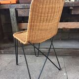 raoul guys chair in rattan and metal base year 50