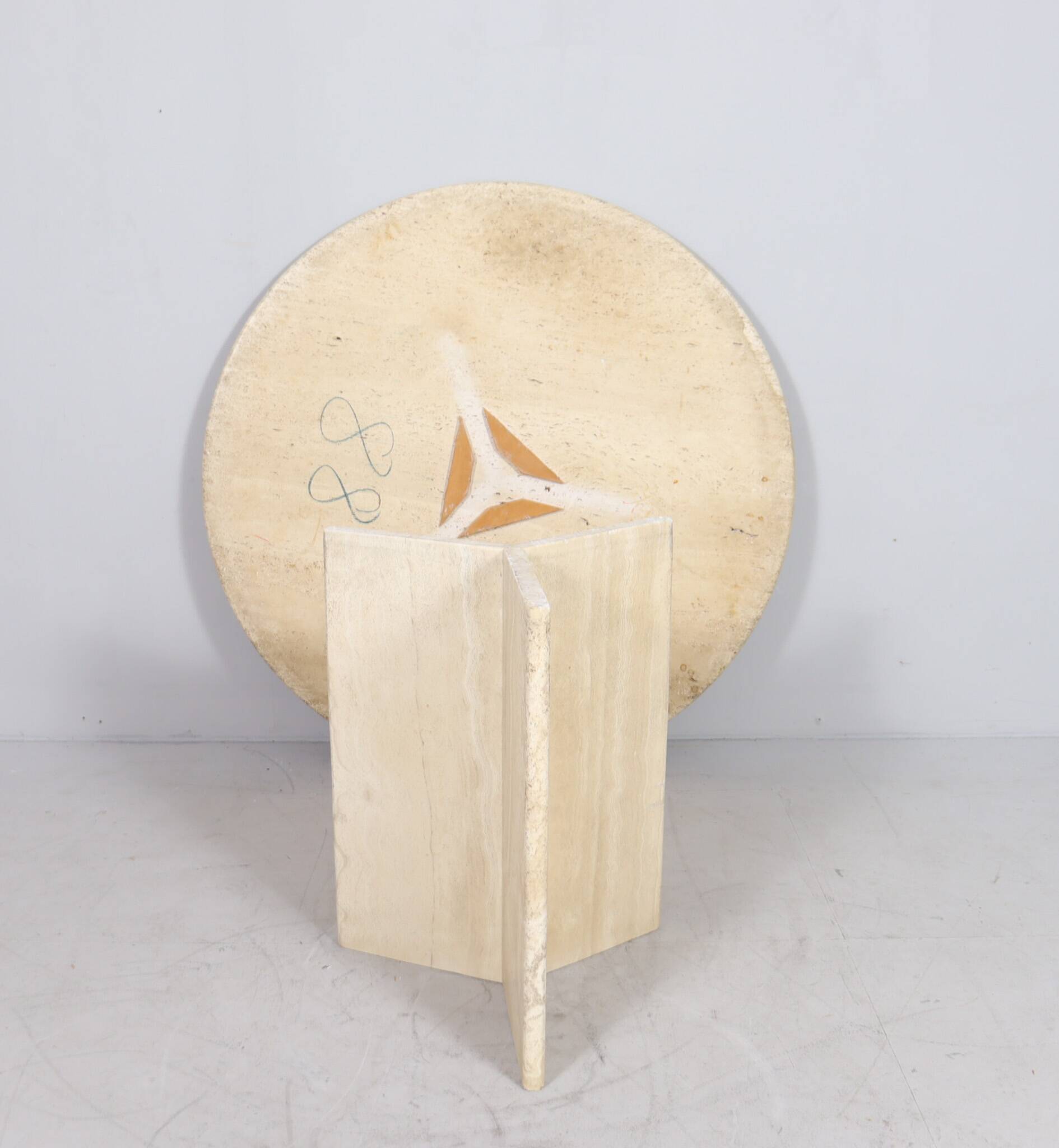 Italian travertine dining table, 1970s