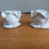 Porcelain pink flower candle holders