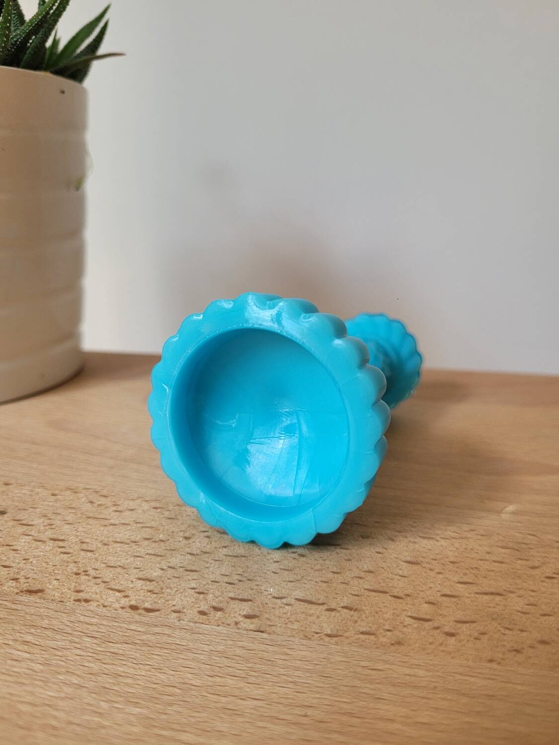 Blue opaline candle holder