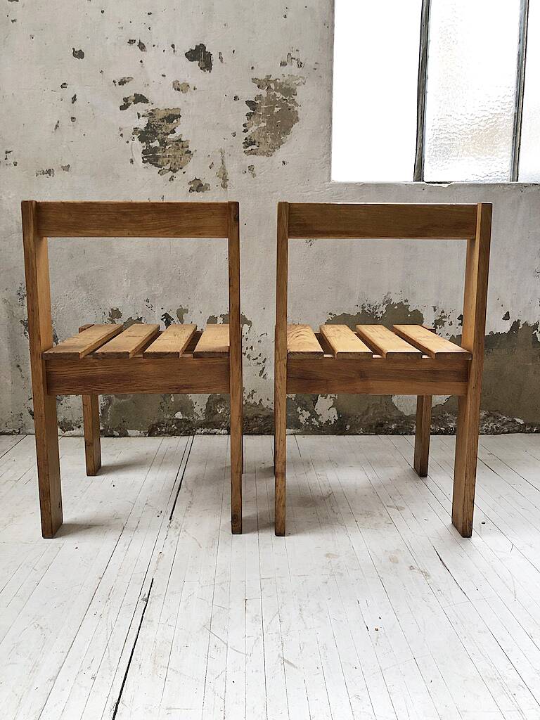 Duo of les arcs mountain pine chairs