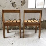 Duo of les arcs mountain pine chairs
