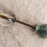 Poignée de porte ancienne verre jade et laiton