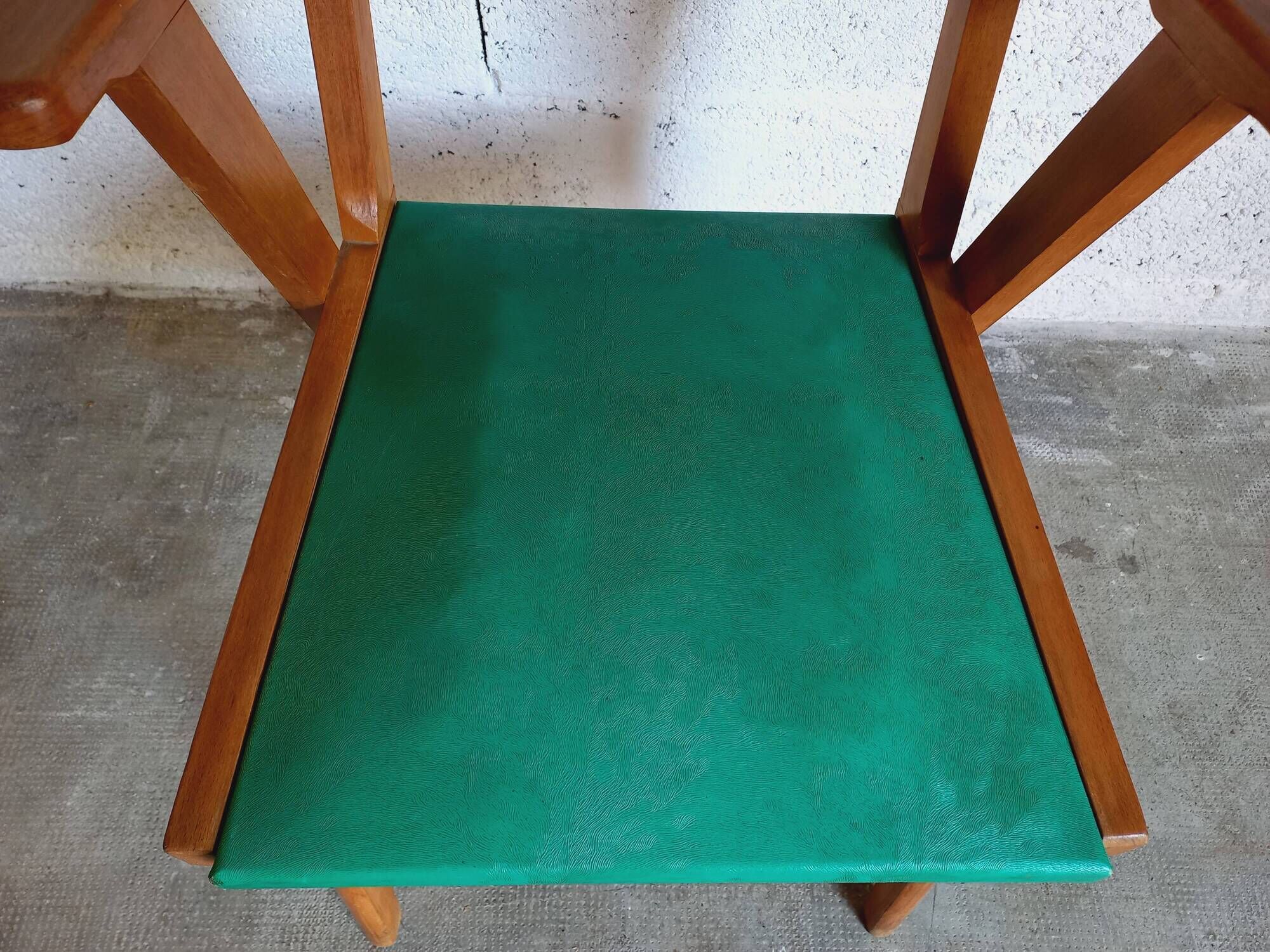 Vintage armchair in skai and wood 60s