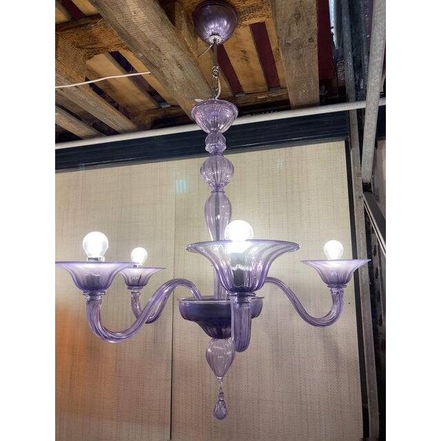 Italian Handmade Murano Style Glass Chandelier in Light Violet