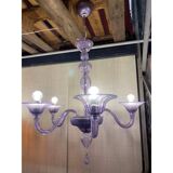 Italian Handmade Murano Style Glass Chandelier in Light Violet