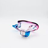 Murano Crystal Sommerso Organic Sculpture Bowl - Blue & Fuchsia