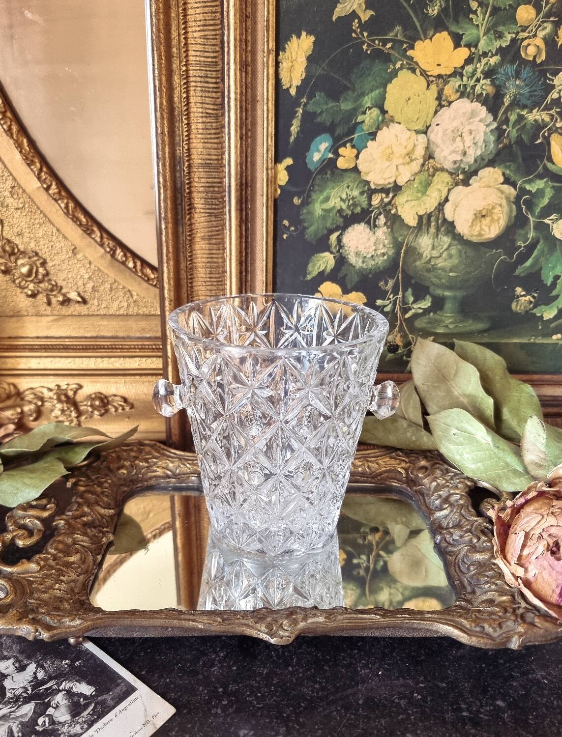 Vintage crystal ice bucket