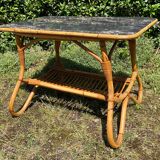 Vintage rattan and Formica coffee table