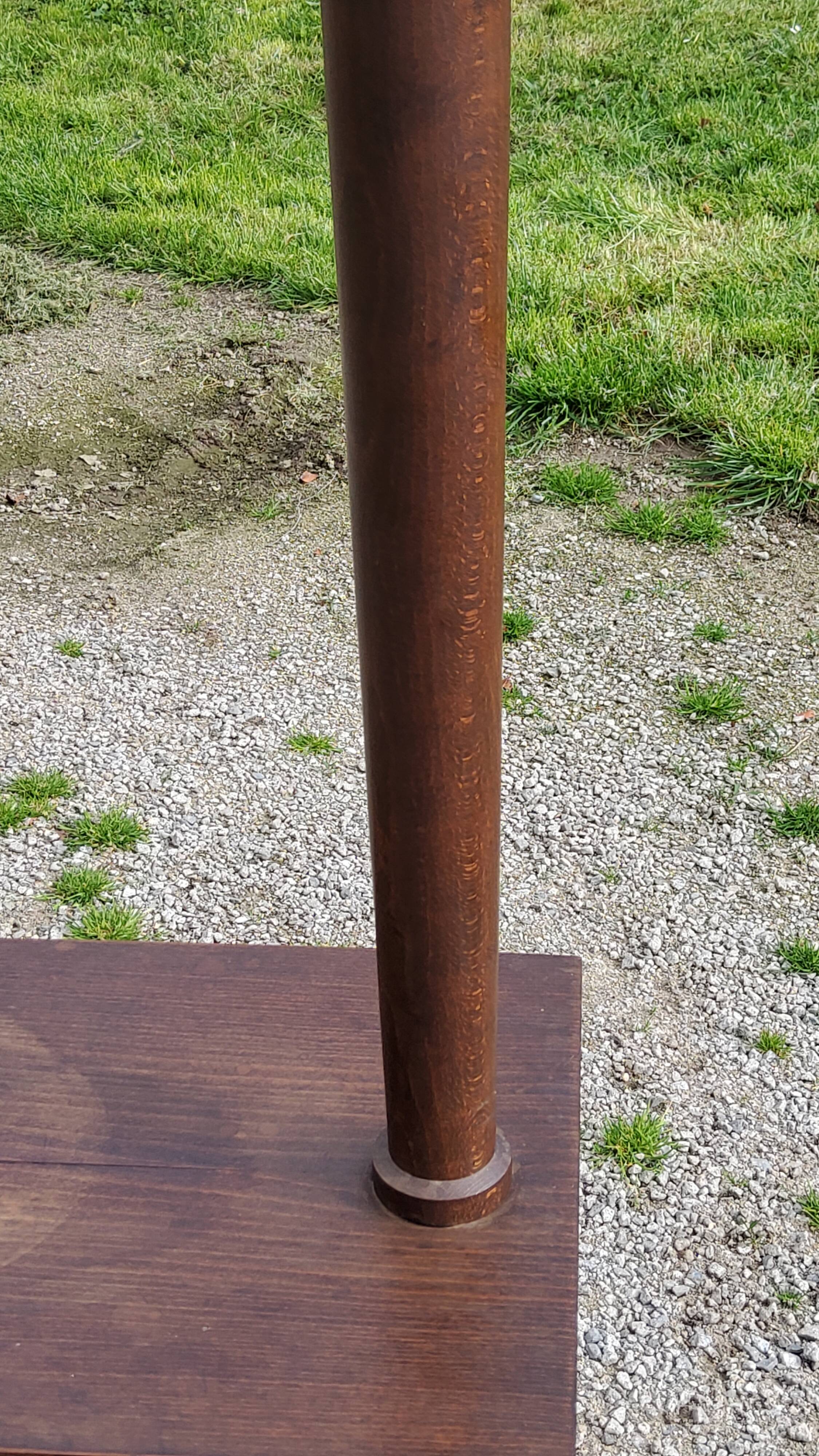 Floor lamp with shelf of the 40s/50s in beech lampshade red fabric