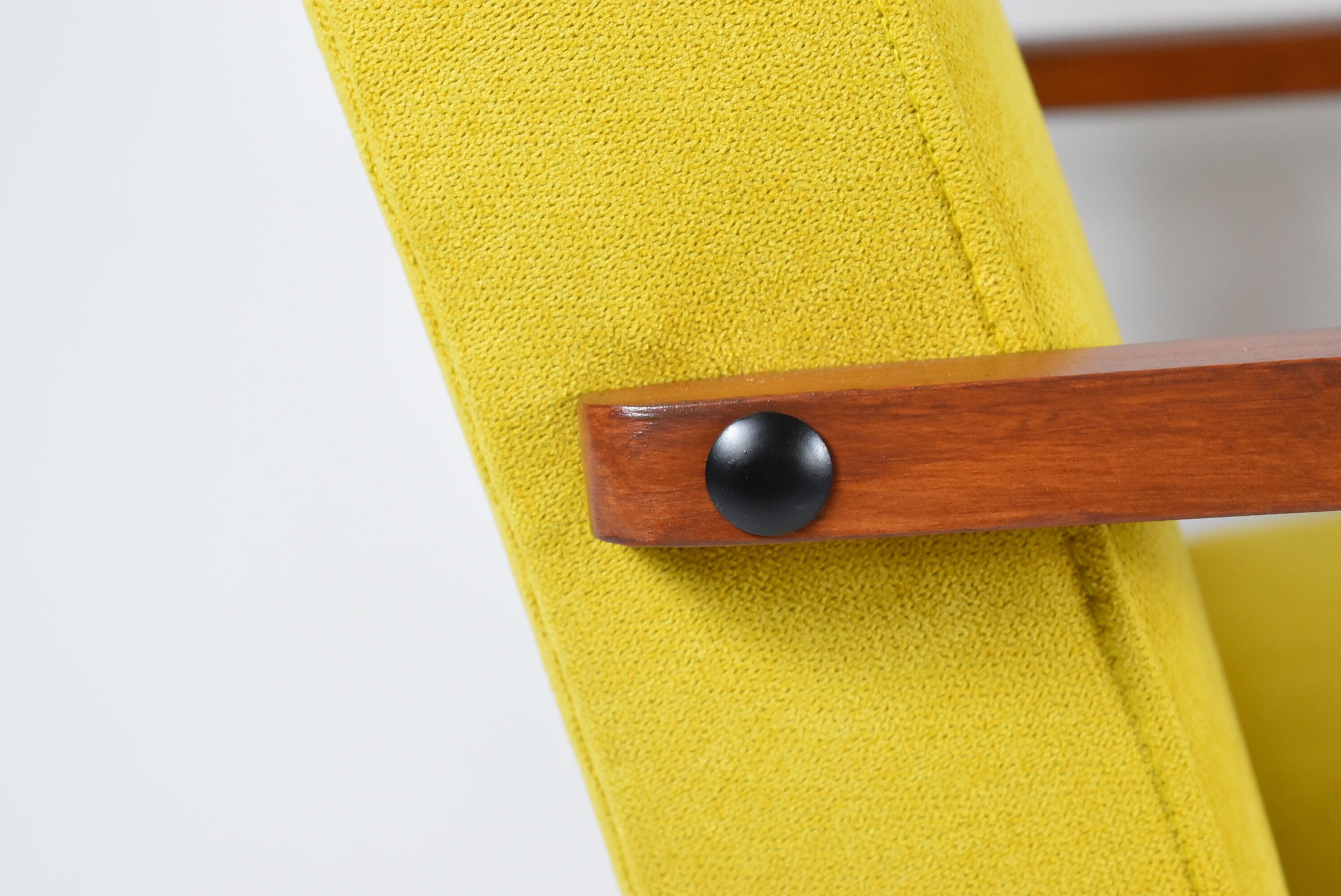 Original vintage - canary yellow - armchair "Compas", renovated, 1960s