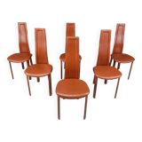 Vintage Leather Dining Chairs by Arper Italy, 1980s - Set of 6