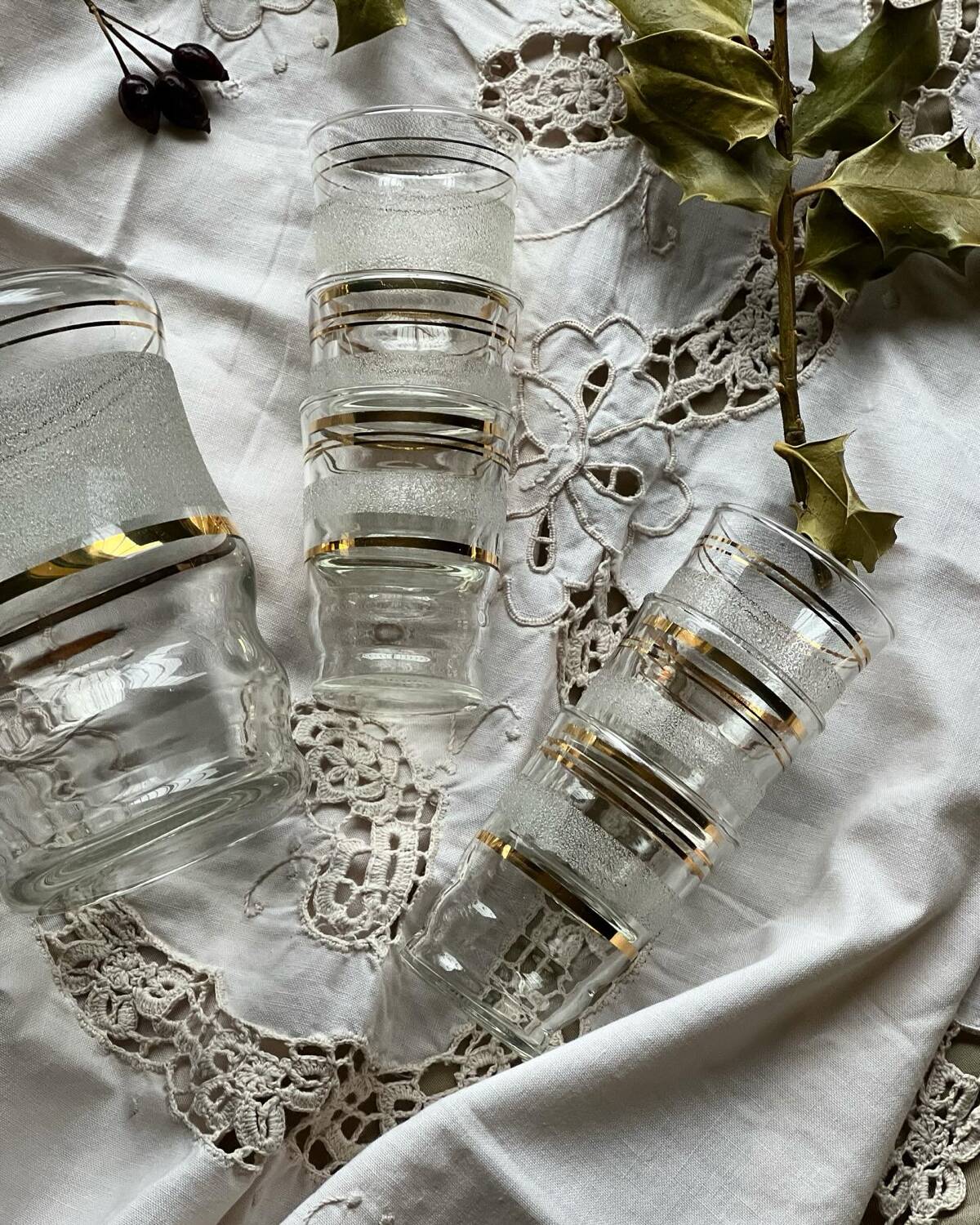 1950 liqueur service in sandblasted granite glass