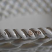 Woven ceramic oval fruit bowl or dish