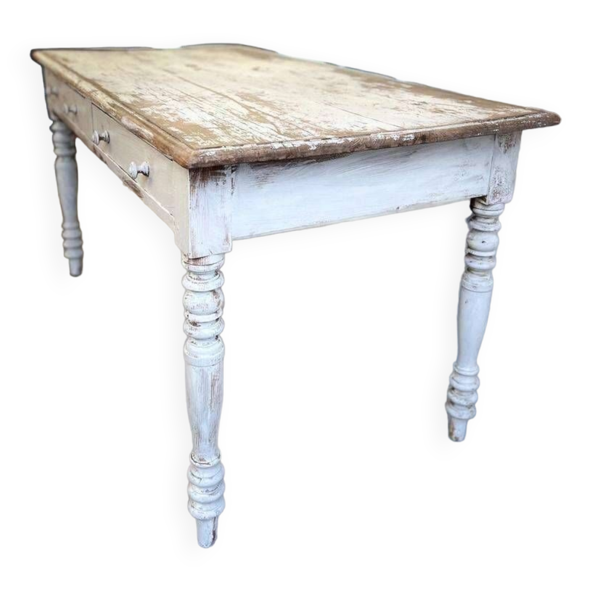 Brocante wooden farmhouse table / white / dining table