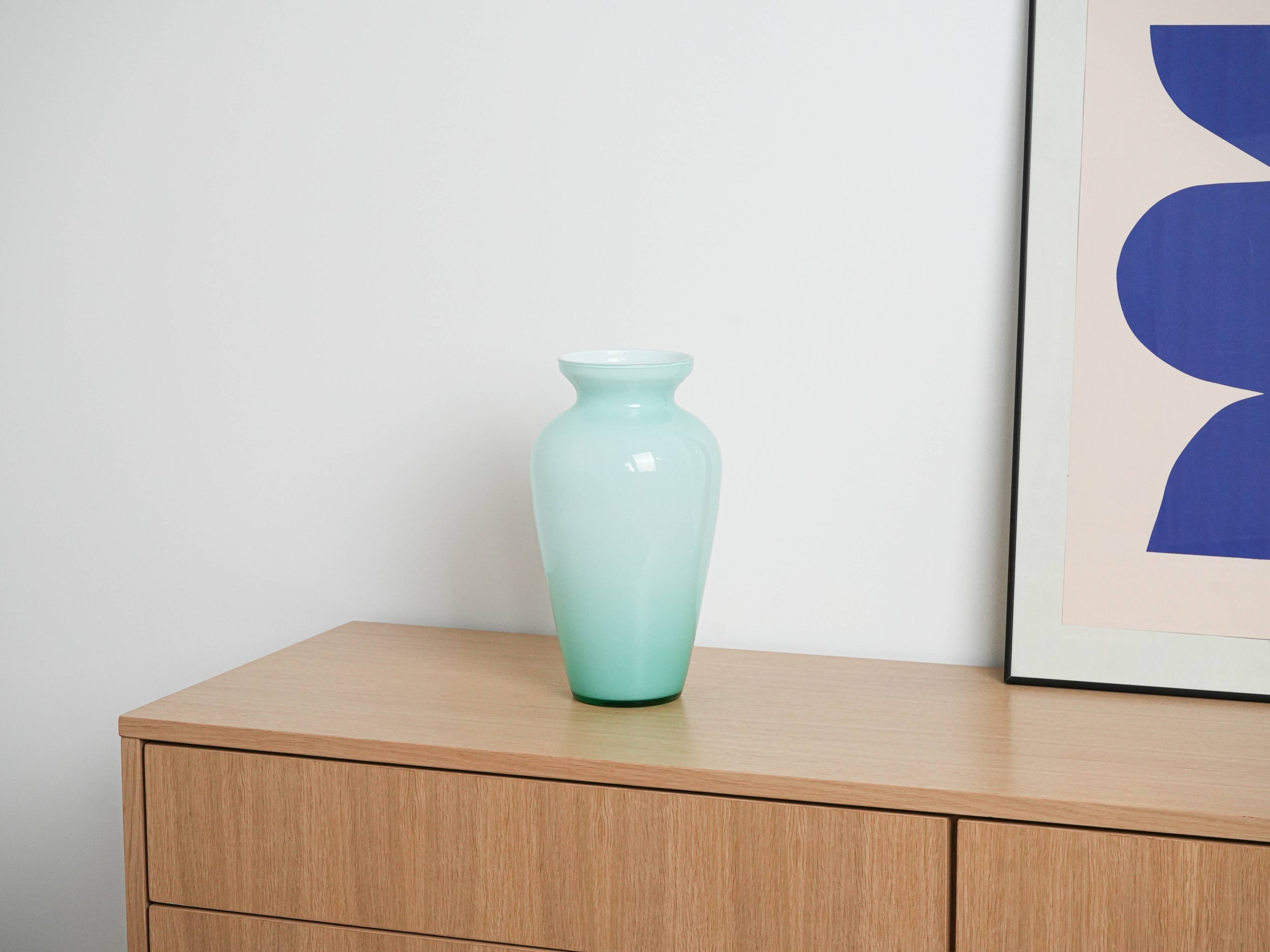 Glass vase, Italian design, 1970s, made in Italy