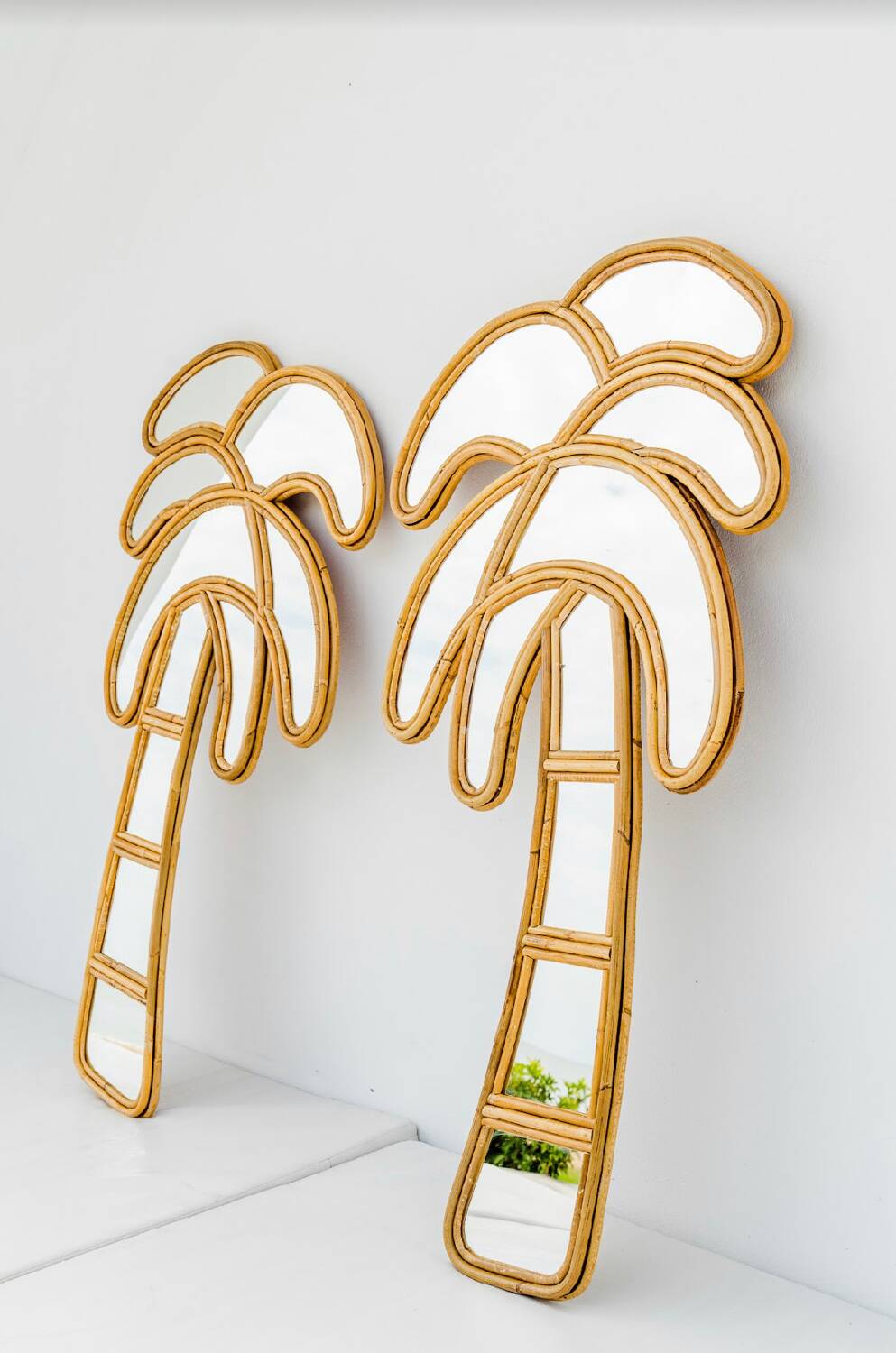 Pair of rattan mirrors 61x113cm