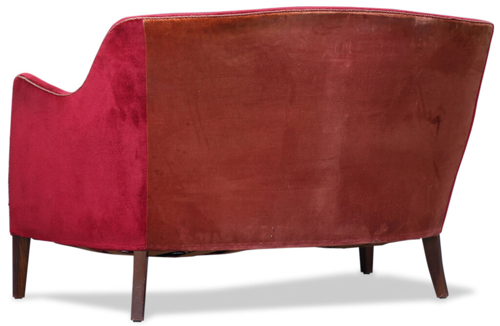 Red velvet sofa