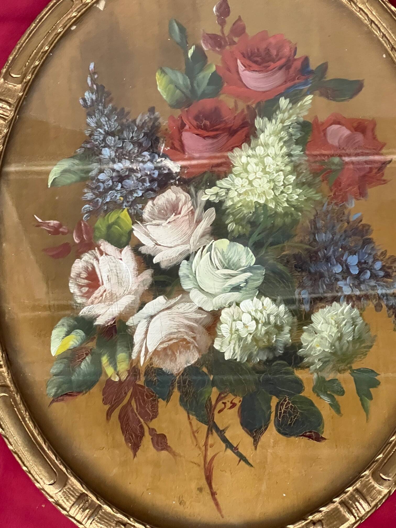 Still life with flowers. Oil on panel.