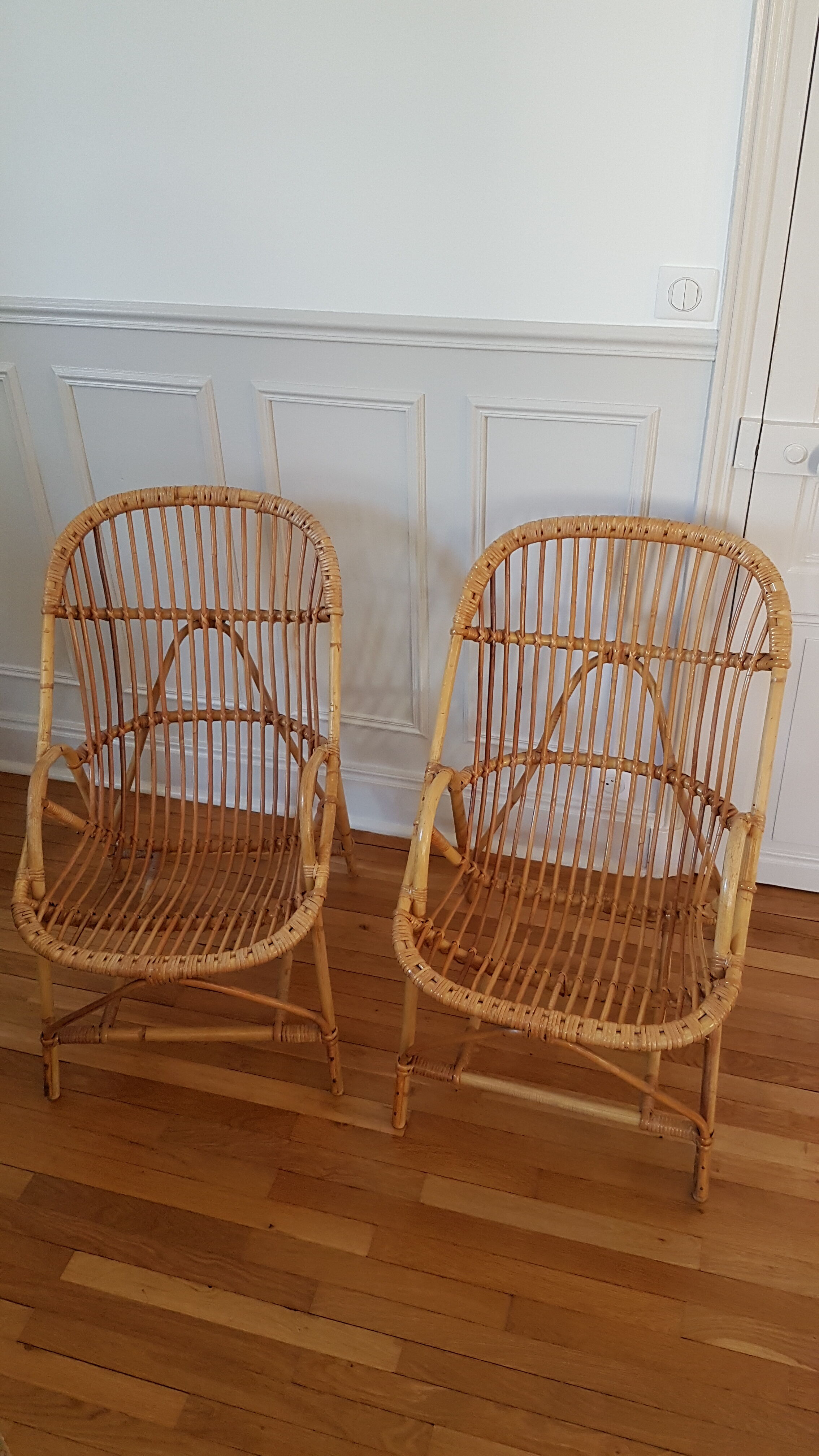 Pair of rattan armchairs