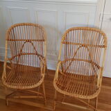 Pair of rattan armchairs