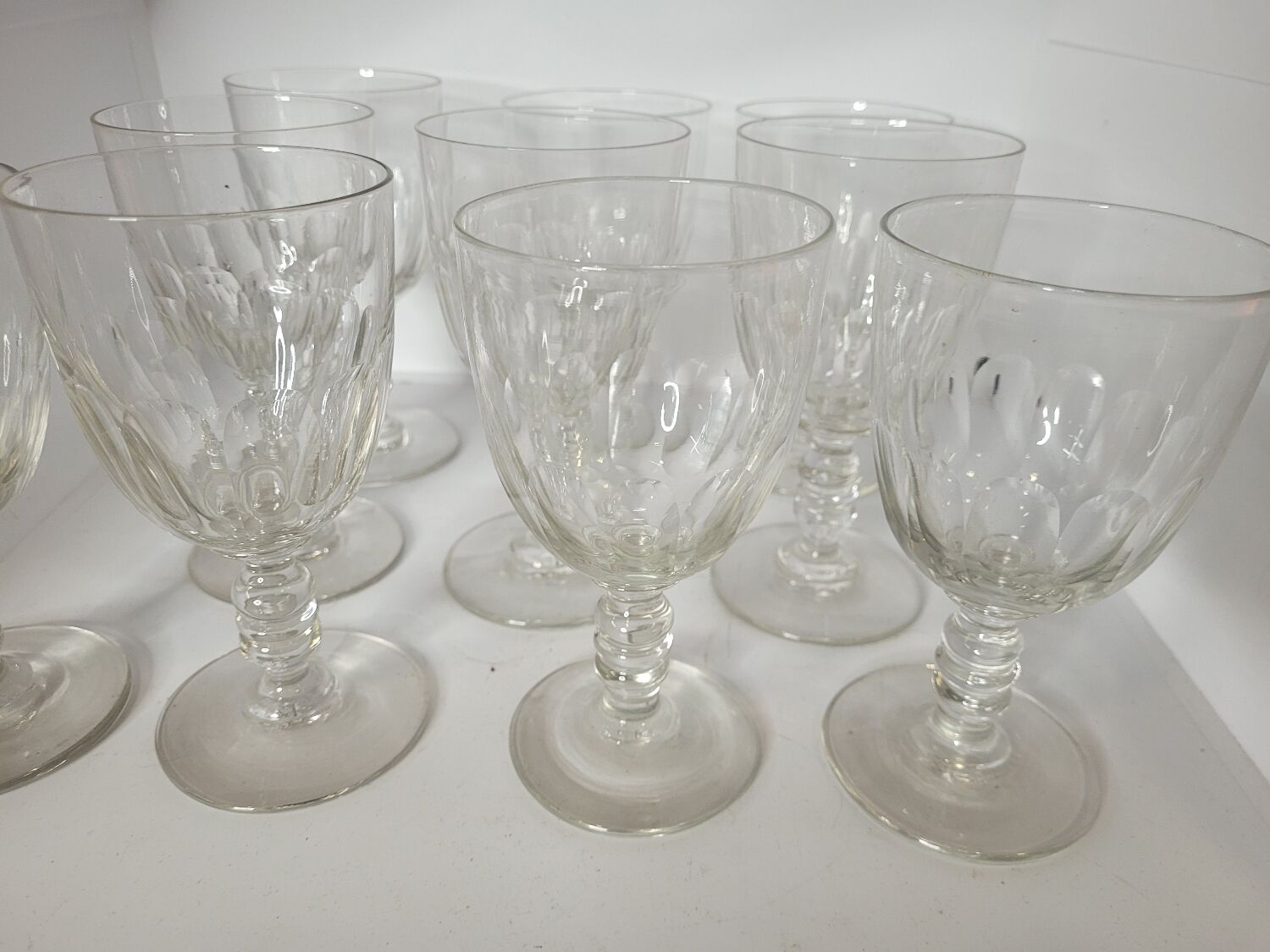 Set of 10 faceted wine or water glasses