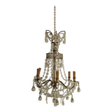 Lustre 6 feux à pampilles Louis XVI en cristal,  XVIIIème