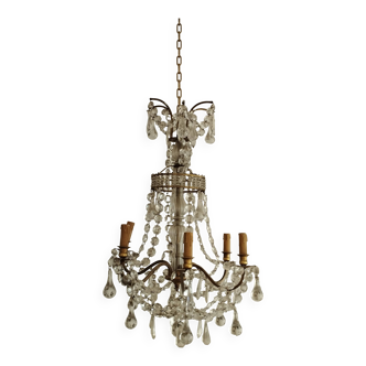 Louis XVI period crystal chandelier, magnificent, 6 lights, 18th century manufacturing