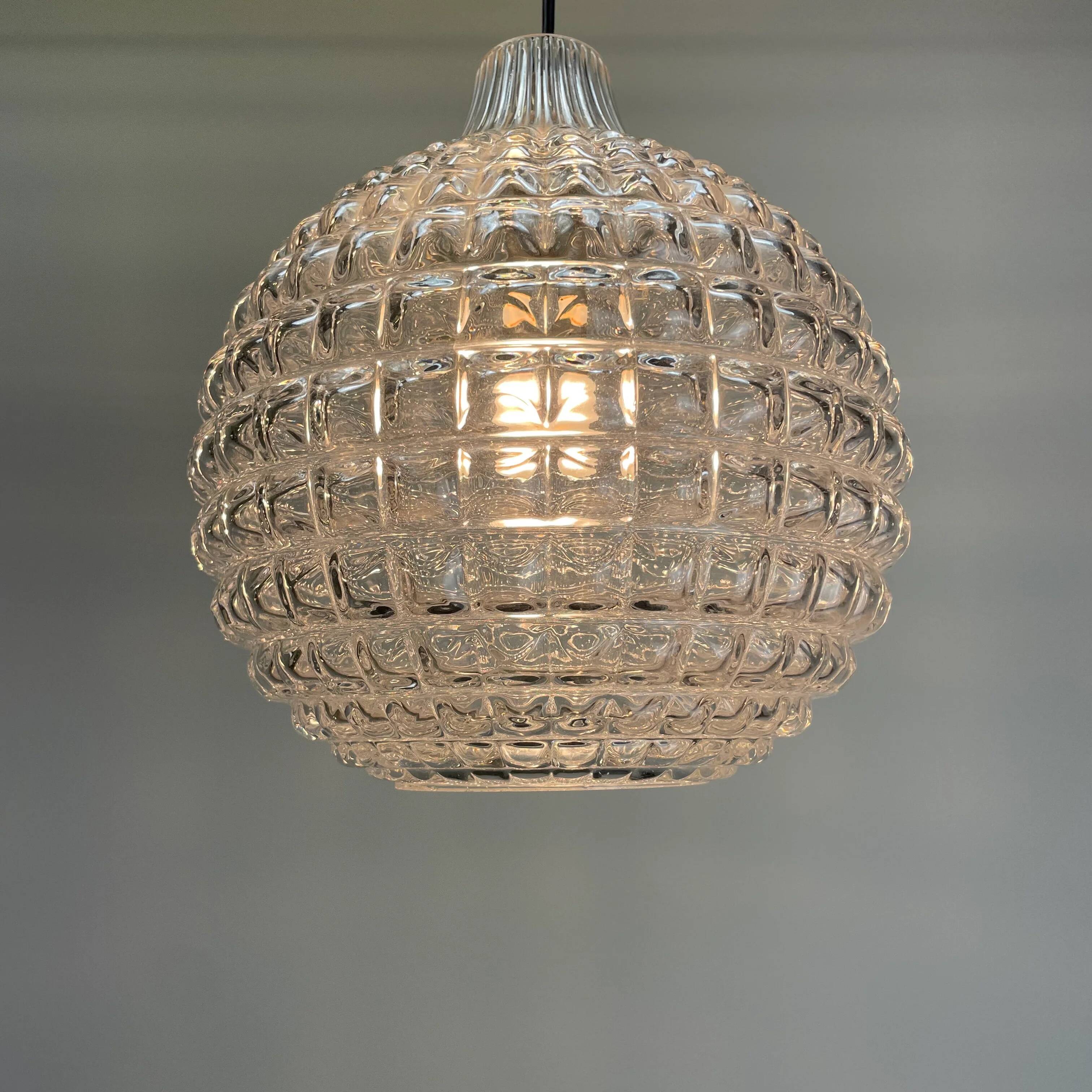 Crystal glass pendant lamp by Peill & Putzler 1960