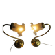 duo de lampe de table en métal doré