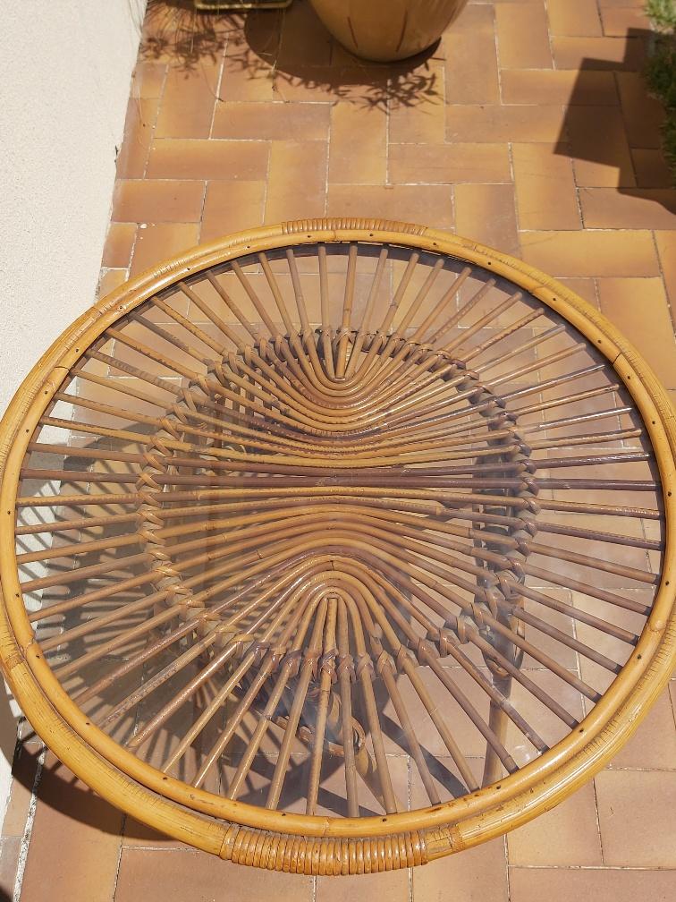 Rattan coffee table 50s