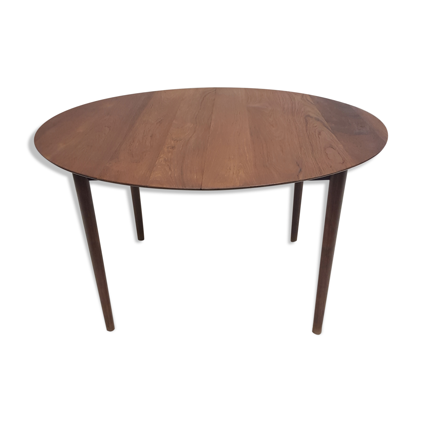 Metal table in teak oval 311 by Peter Hvidt & Orla Mølgaard-Nielsen for Søborg Møbelfabrik